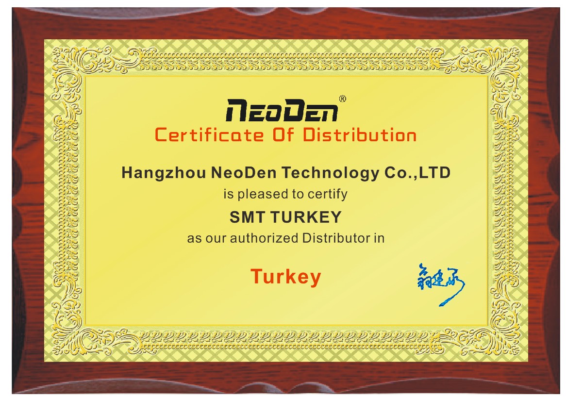 SMT Turkey - Neoden Tek Yetkili Türkiye Distribütörlüğü Sertifikası